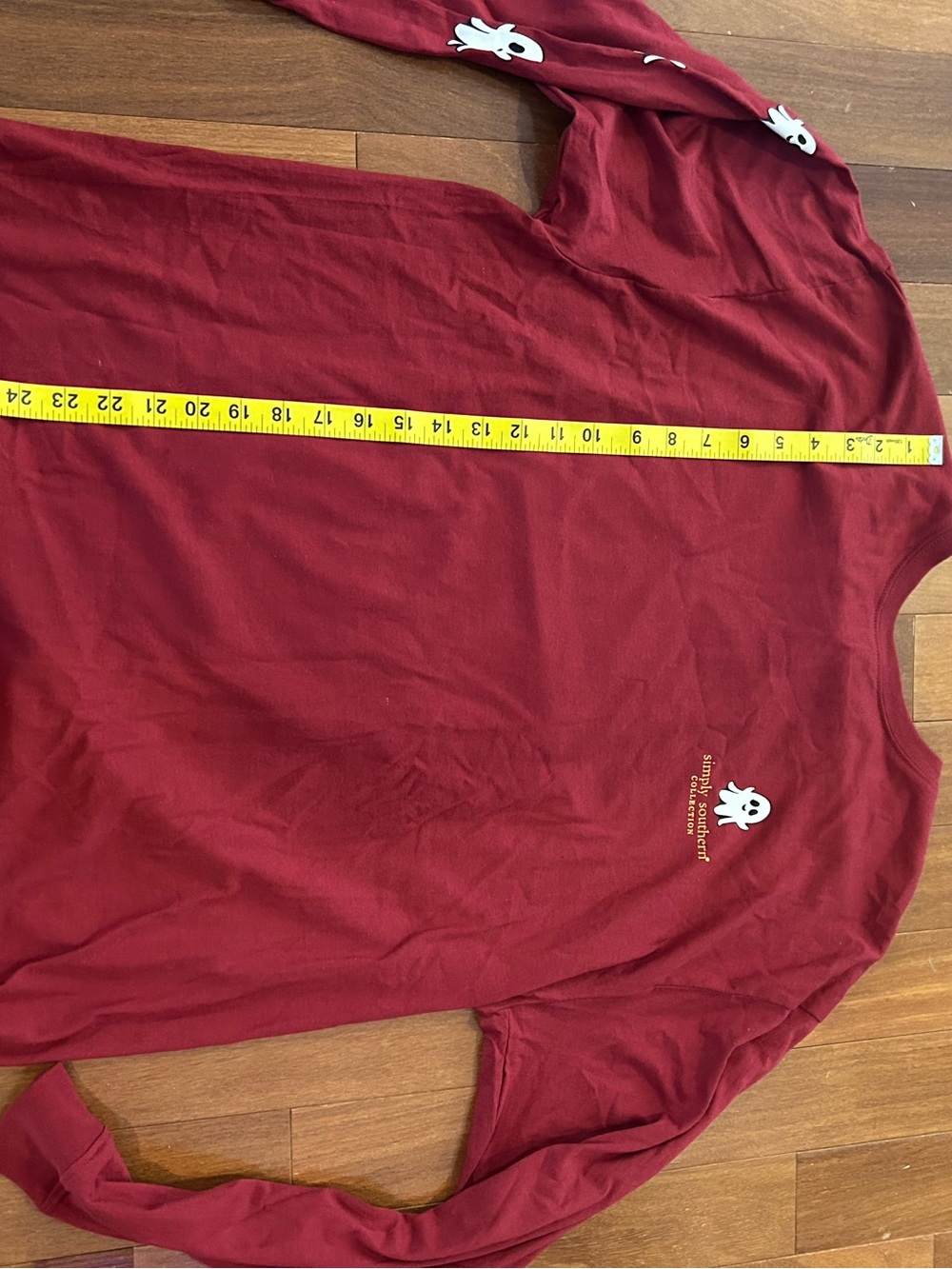 Simply Southern "Hey Pumpkin" Long Sleeve T-Shirt in a carmine maroon color - Picture 8 of 9